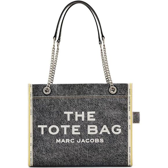 Marc Jacobs Handbags - Marc Jacobs The Denim Chain Medium Tote Bag - Black Wash